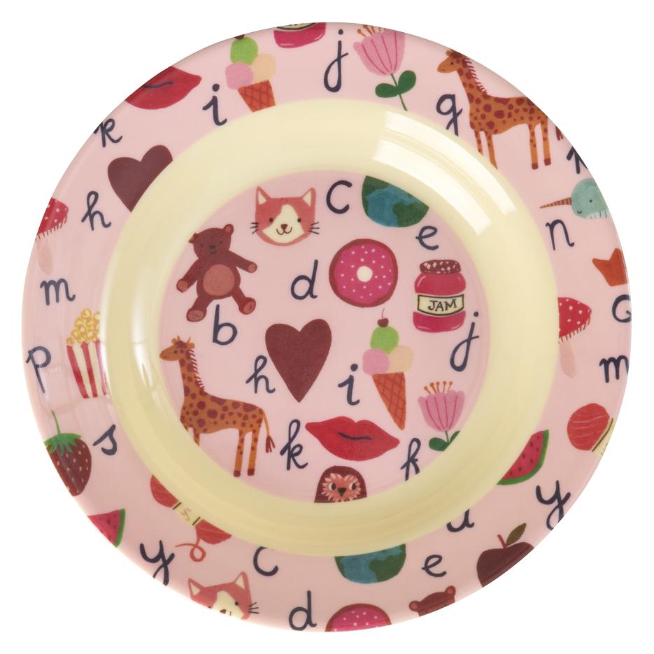 Rice - Melamine Kids Bowl with ABC Print - Pink - 250 ml (KIBOW-ABCI)
