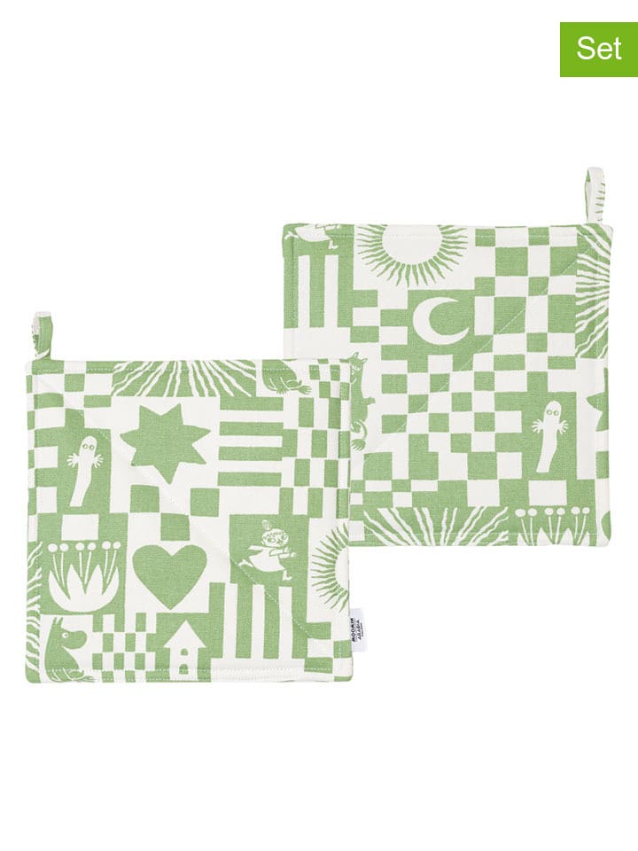 Moomin 2er-Set: Topflappen ''Party'' in Grün - (L)22 x (B)22 cm - onesize