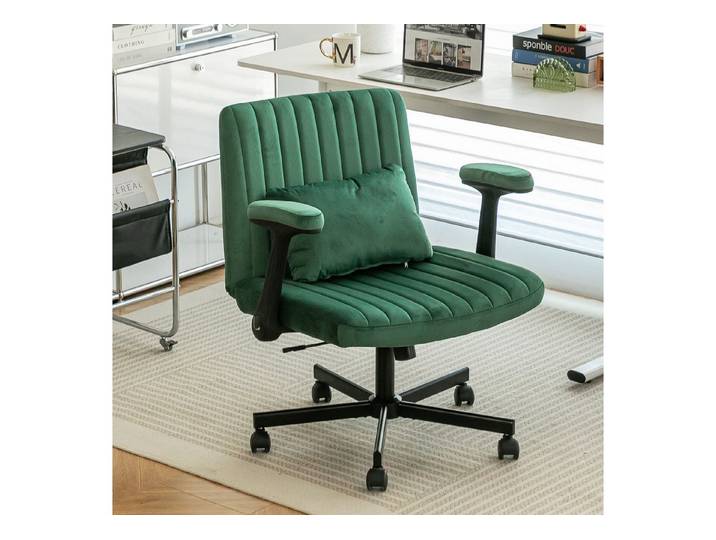 FANNOU Bürostuhl Höhenverstellbarer Drehstuhl mit Klappbaren Armlehnen & Rollen, Eleganter Stoff Bürostuhl für Arbeitszimmer & Kleinräume