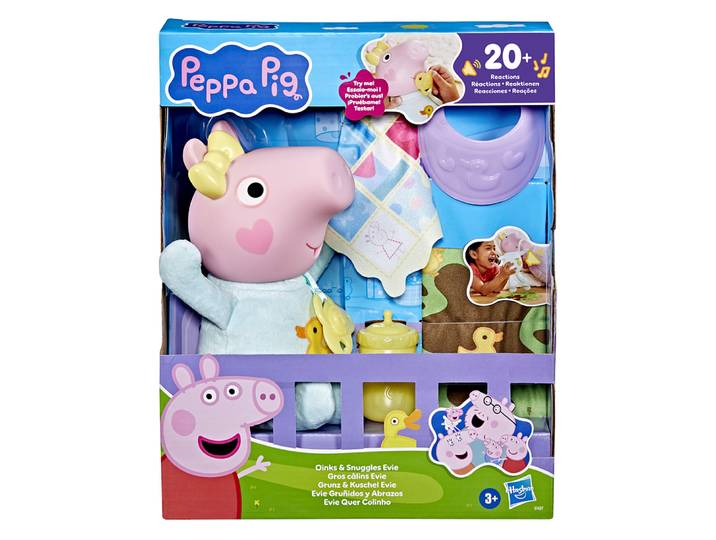 Peppa Pig Gros câlins Evie, poupée interactive avec accessoires, 20+ s