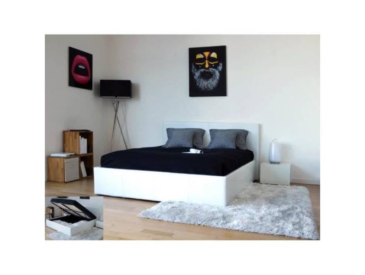 BARCELONA Lit coffre adulte 160x200 finition blanc