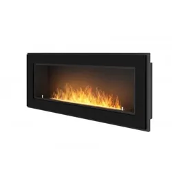 OutInFire RAME 120 – Eingebauter Biokamin, wandmontierter Bioethanolkamin – Schwarz – mit Glas