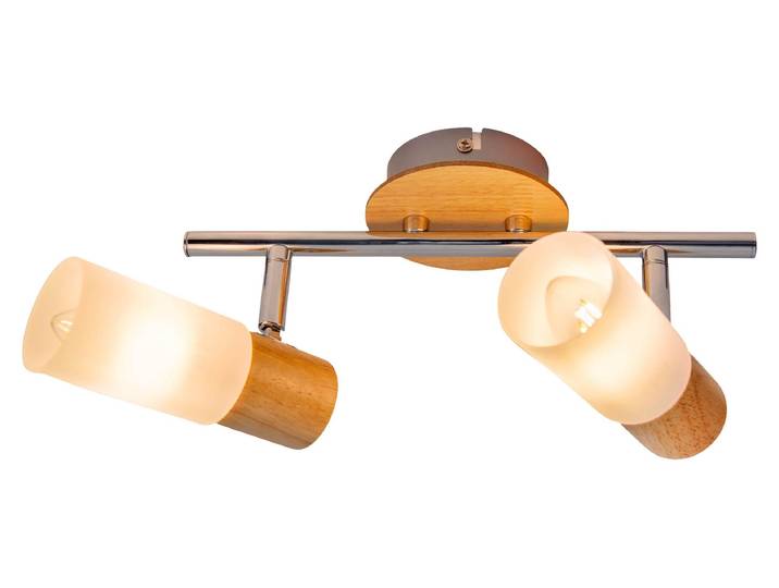 Plafonnier Salon Plafonnier verre bois Spot de plafond 2 flammes 1283123