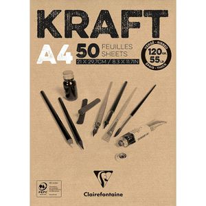 Clairefontaine Kraftpapier 975815C, braun, A4, 120 g/m², bedruckbar, 50 Blatt