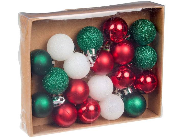20er Set Minikugeln rot/grün/weiss