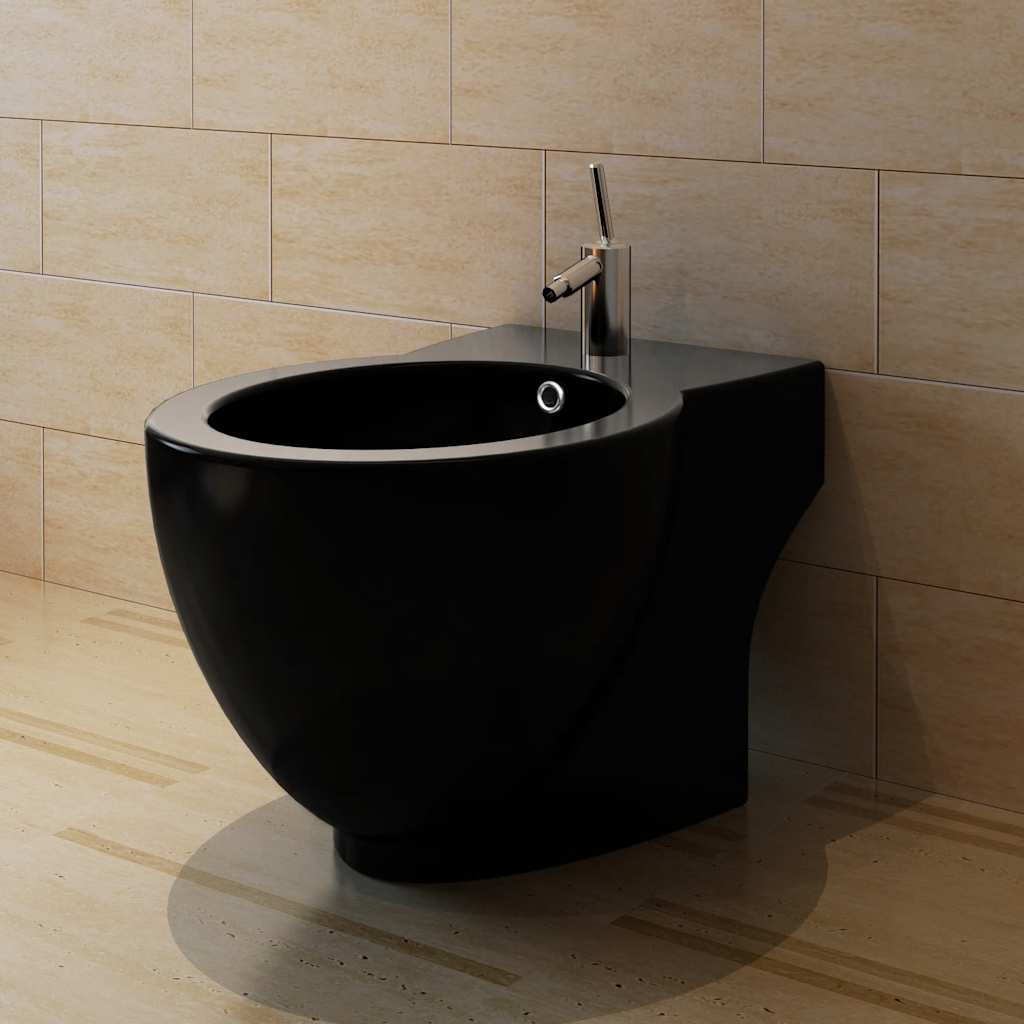 vidaXL Ensemble de toilette et bidet Céramique Noir