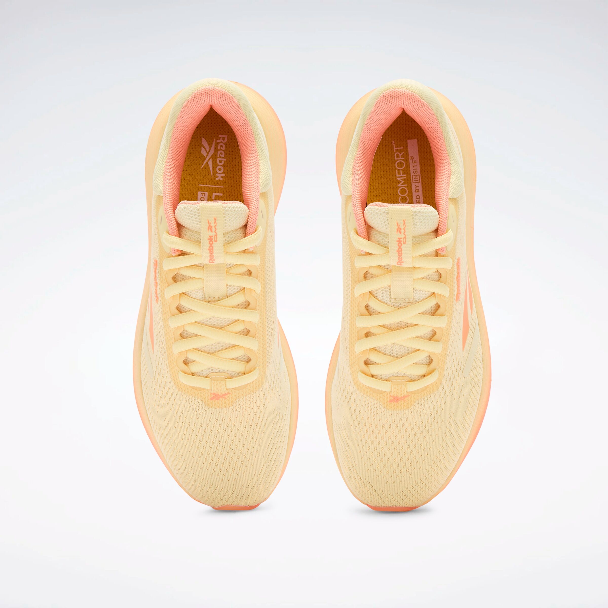 Walkingschuh REEBOK "DMX COMFORT + 2.0", Damen, Gr. 36, gelb (bleached gelb, sunkissed orange, clay), Synthetik, Textil, Schuhe Walkingschuh bleached gelb, sunkissed orange, clay 36
