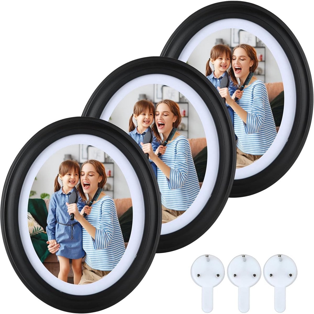 Set van 3 ovale fotolijsten 5x7 inch met ophangsysteem