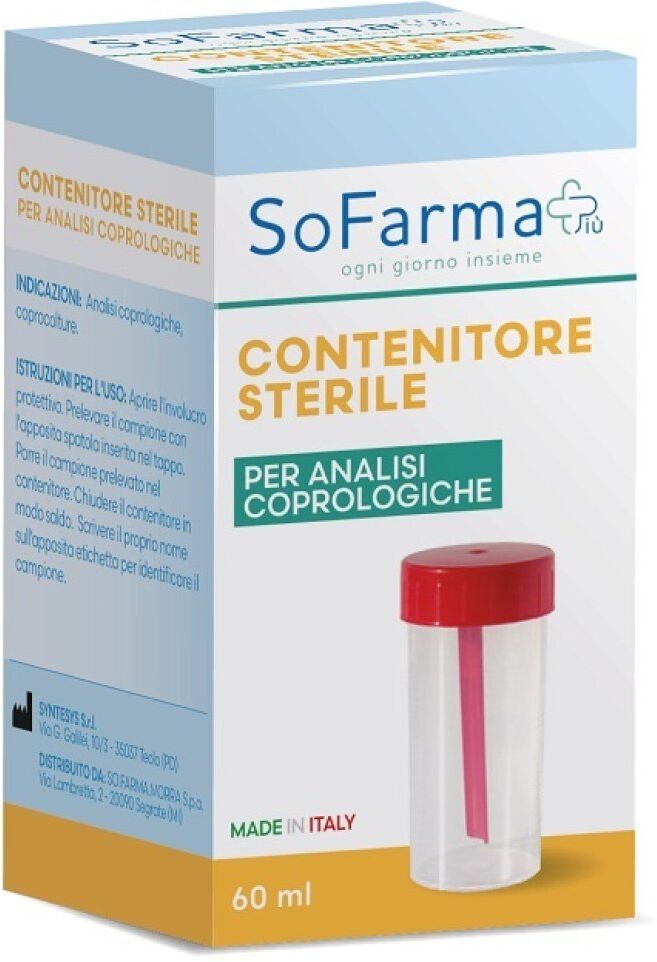 SO.FARMA.MORRA SpA Sofarmapiù Contenitore Sterile per Analisi Coprologiche (Raccoglitore Feci) 60ml