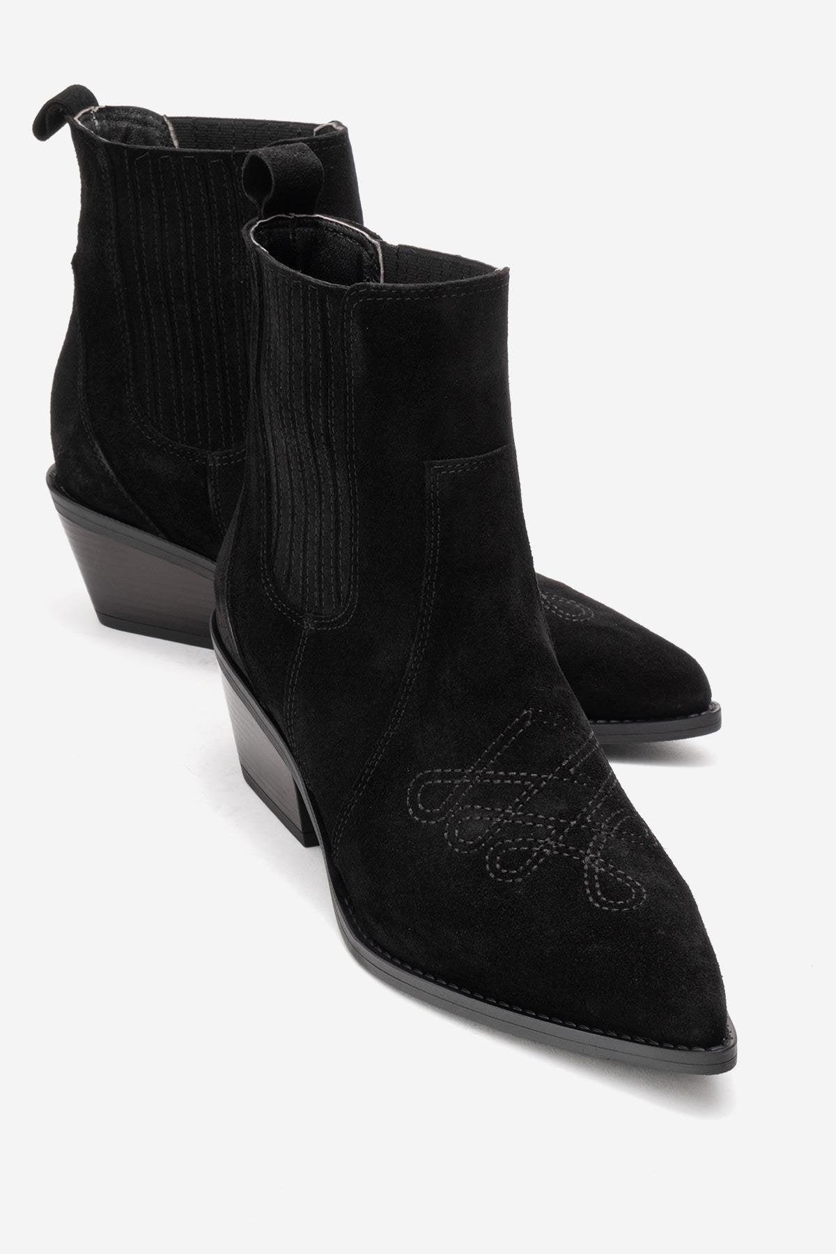 Forever & Always Julieta Western-Stiefel mit Blockabsatz, Leder - Schwarz