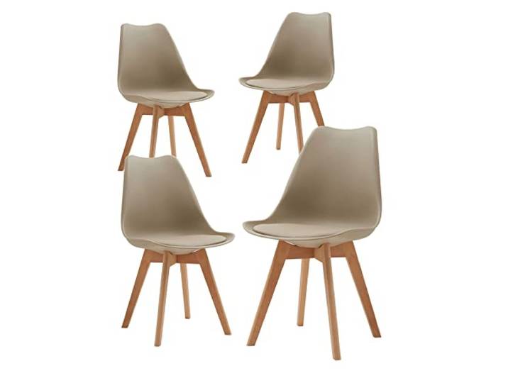 BenyLed 4er Set Esszimmerstühle Skandinavischer Küchenstuhl Design Modern Wohnzimmerstühle, Esszimmer Holzbeine Stühle, Stühle für Cafés, Küchenstühle (Braun)