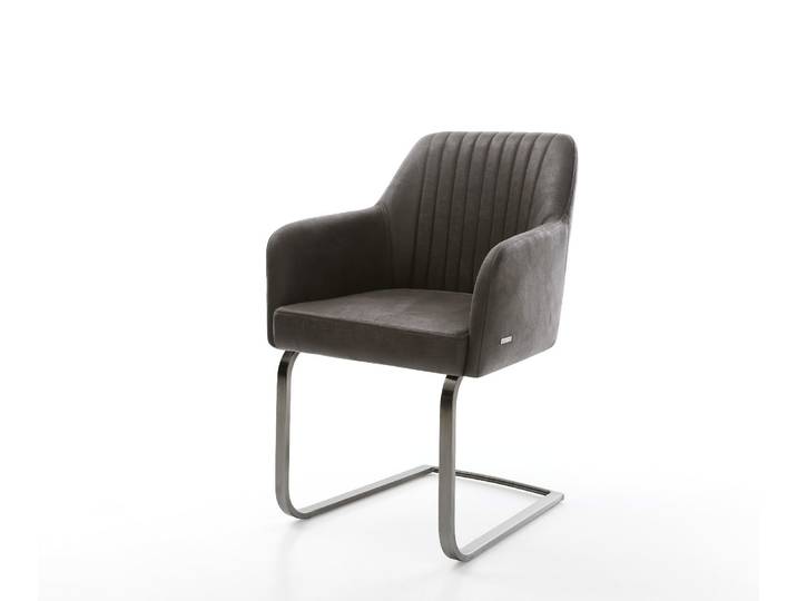 Cantilever Greg Flex microvelours anthracite vintage pied cantilever plat grafiete ressorts ensachés