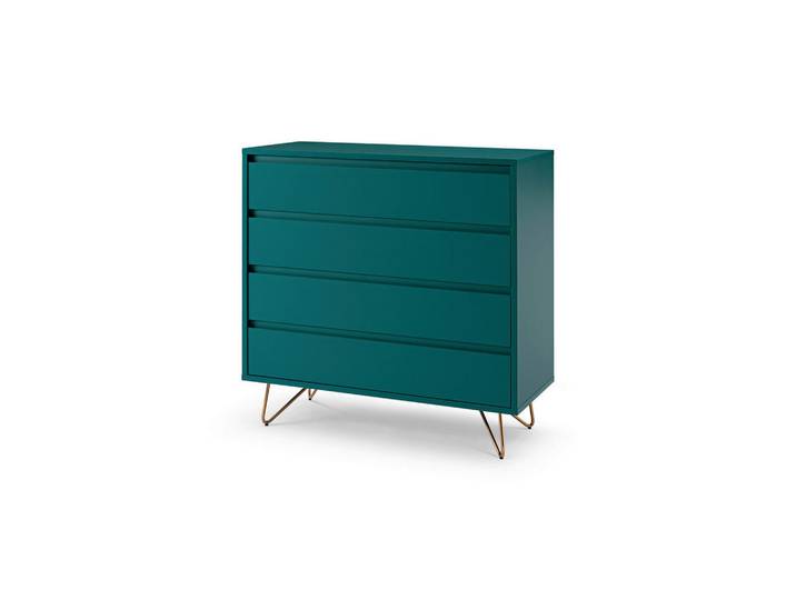 Kommode, Blau, 90x90x40 cm, Holzwerkstoff, 4 Schubladen, Stehend, Livetastic