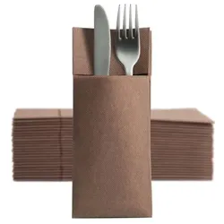 Ornamensa Softpoint 50 Besteckservietten Bestecktaschen braun