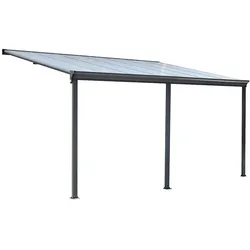 Aileenstore Terrassenüberdachung Sky Guard Aluminium 557 cm als Bausatz Sichtschienen und Hohlkammerplatten Grau