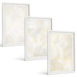 BILDER SET 3er Set - 40x60 cm Weißer Rahmen - Helles Strukturfarbendesign