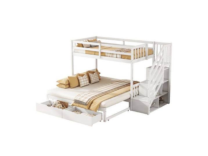 Rutaqian Daybett Etagenbett, 90 x 200cm, Bett mit Ausziehbett(ohne Matratze) (1 tlg)