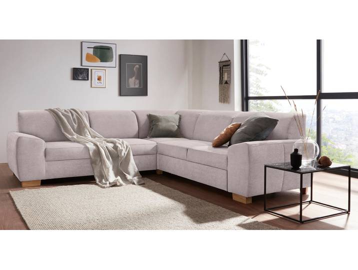 Ecksofa, Strukturstoff, Grau (Taupe) 260×260 cm, L-Form, Modern, Domo-collection