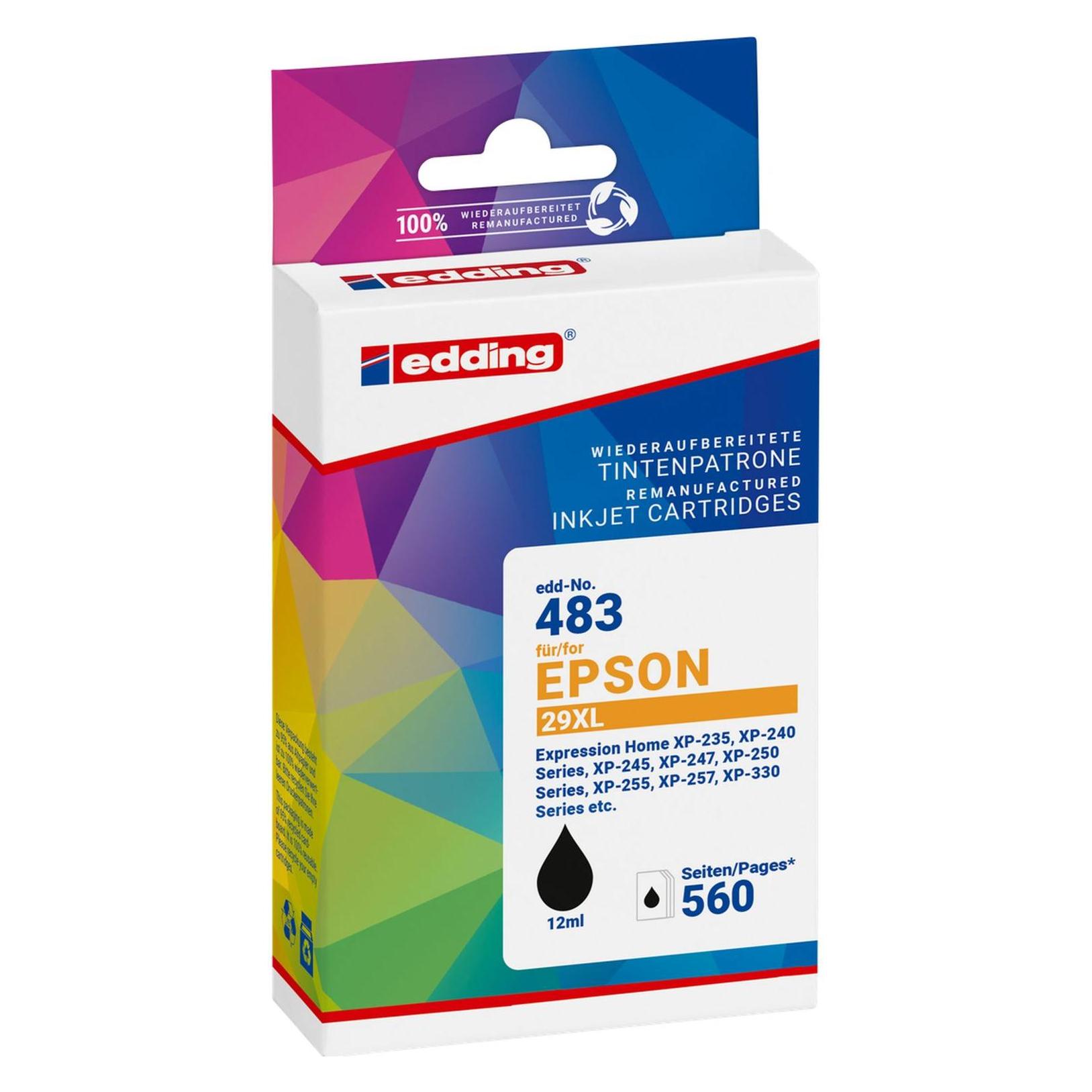 Edding EDD-483 schwarz Druckerpatrone kompatibel zu EPSON 29XL / T2991XL (18-483/18-483-01)