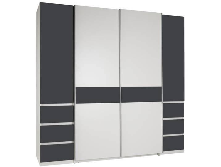 Kleiderschrank in Graphitfarben/Weiß