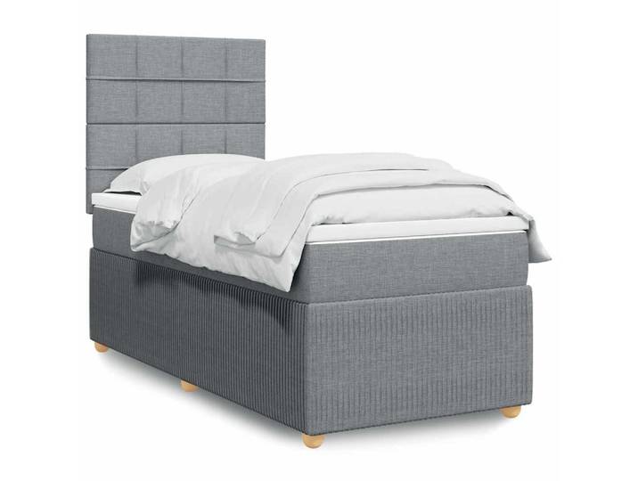 furnicato Bett Boxspringbett 200 x 100 cm Hellgrau Polyester (1-tlg), Höhenverstellbares Kopfteil für dein Boxspringbett mit Topper