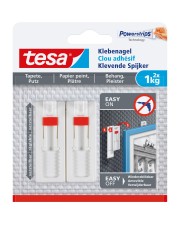 Tesa 77774 Drinnen Universalhaken Weiß Klebestreifen 1 kg 2 Stücke Verstellbarer Klebenagel für Tapeten und Putz 1kg (77774-00000-00)