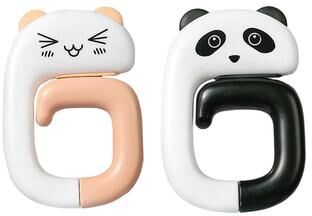 Uplift Picks Kawaii Portable Bag Hook Animal Table Handbag Hanger Desk Purse Holder Travel Organizer white Cat & Panda