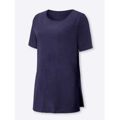 Longshirt CLASSIC BASICS "Longshirt", Damen, Gr. 48, blau (marine), 100% Baumwolle, unifarben, Rundhals, Shirts Longshirt