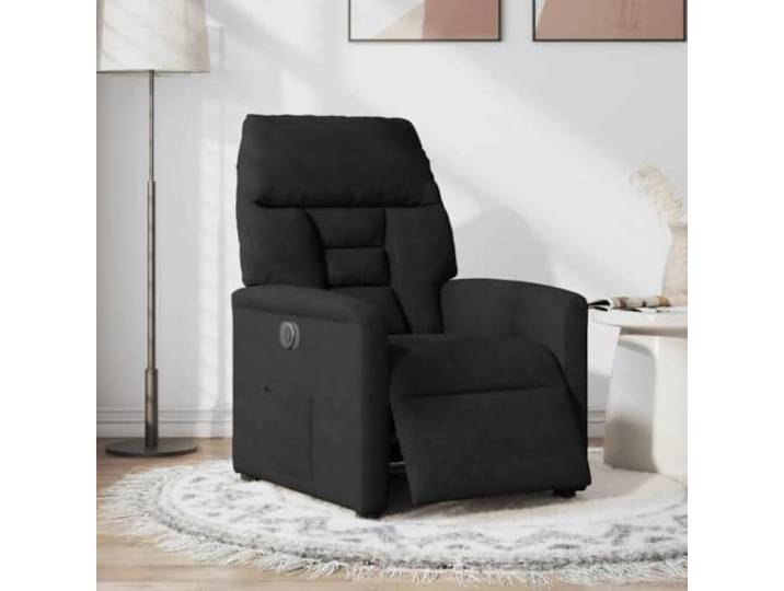 YUTAASU Electric Recliner Chair Black Microfiber 135 Degree Recline, Wood and Metal Frame, Stain Resistant Fabric, Easy Clean