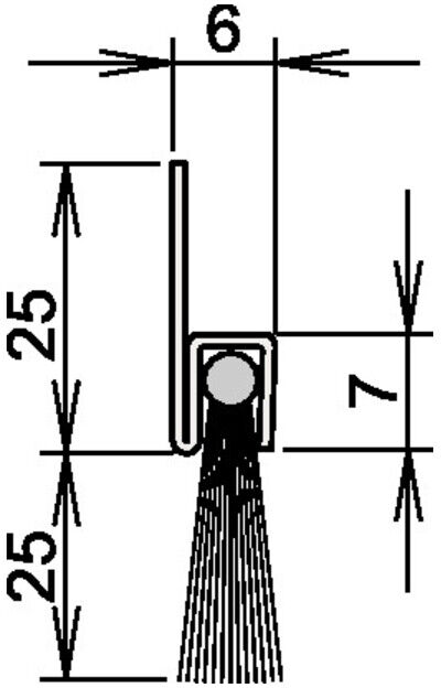 Joint de porte brosse Athmer L.1250mm en crin de cheval mélangé Athmer (4-310-025-1250)