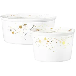 Seltmann Liberty Golden Stars Gebäckdosen-Set mit Deckel, Vorratsbehälter, Gold, Weiss