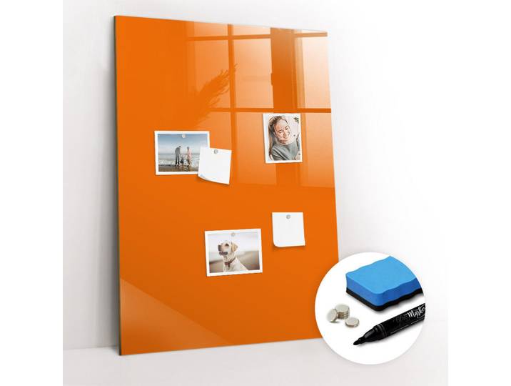 Tulup Magnettafel 70x100 Orange schwarzer Marker, Glas, 70x0.4x100 cm, Bilder & Rahmen, Pinnwände & Magnettafeln
