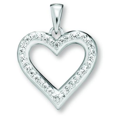 Herzkette ONE ELEMENT "Halskette - Herzkette mit Zirkonia Herz und Anhänger aus 925", silber, Halsketten, Damen, Silber 925 (Sterlingsilber), Herzkette, Zart & emotional – ein Geschenk, das von Herzen kommt