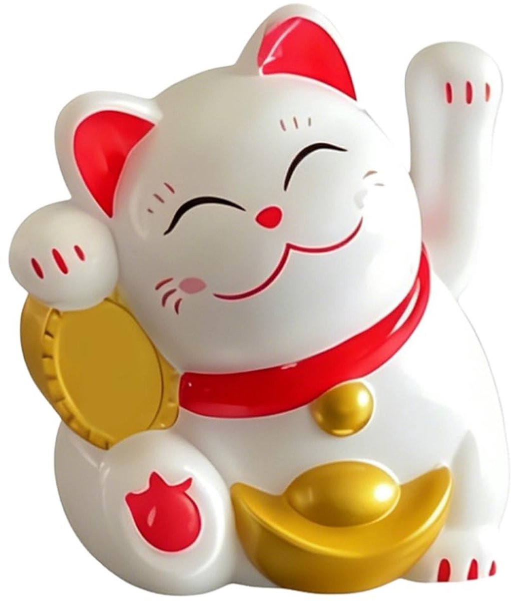 Solidchoice - Zonne-energie Maneki Neko Gelukskat met Beweegbare Arm voor op tafel