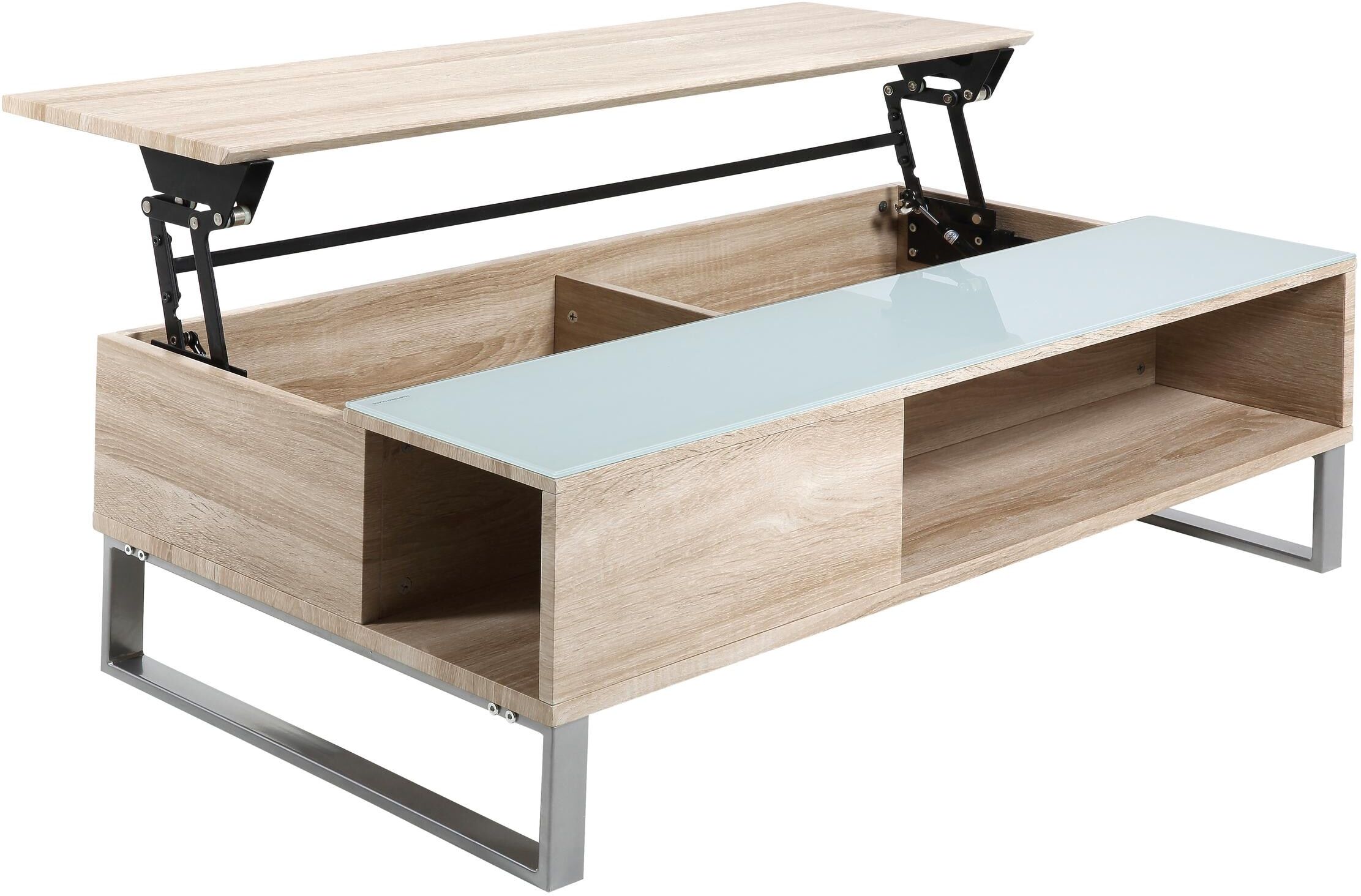 Beistelltisch AC DESIGN "Azalea Grau/Nature", grau (grau, nature), B:110cm H:35cm T:60cm, Tische, Beistelltisch grau, nature B/H/T: 110cm x 35cm x 60cm