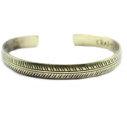 Brass Tibetan Bracelet - Slim Tribal Leaf
