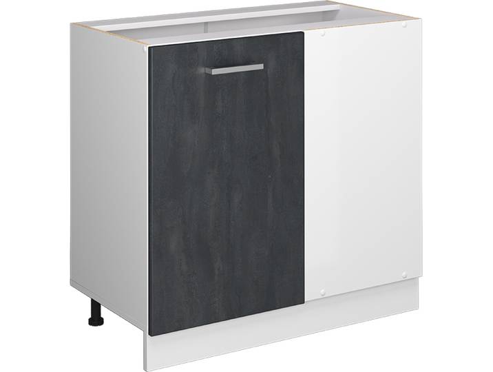 Eckunterschrank Vicco R-Line Schwarz Beton 86 cm ohne Arbeitsplatte, Model 47580