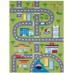 TT Home, Spielteppich + Spielmatte, Kinderzimmerteppich Teppich Junge Mädchen Kinderteppich Baby Rutschfest Strasse (200 x 100 cm)