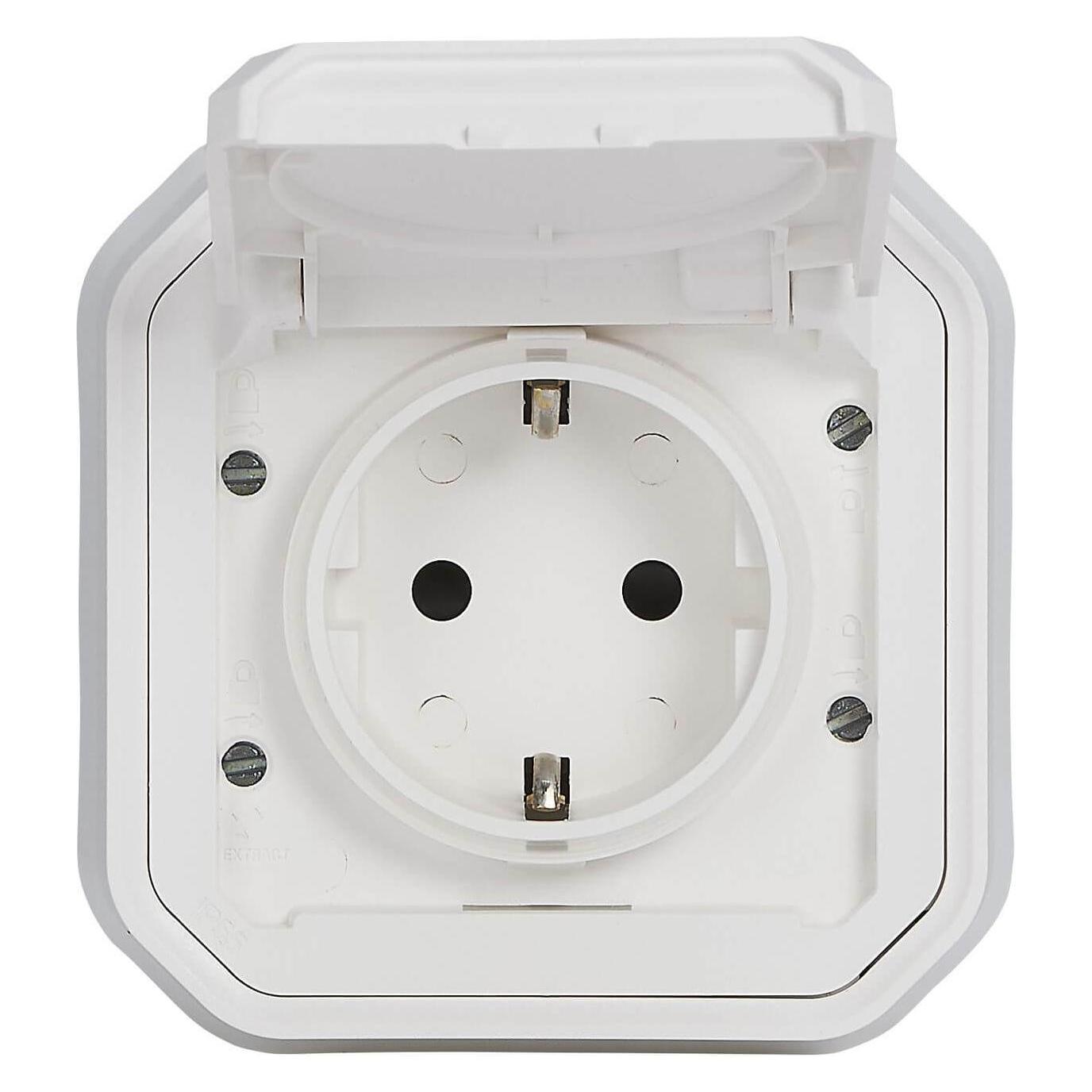 Legrand PLEXO New Aufsatz für Feuchtraum-Steckdose, inklusive Klappdeckel, Berührungsschutz, Install (069869L)