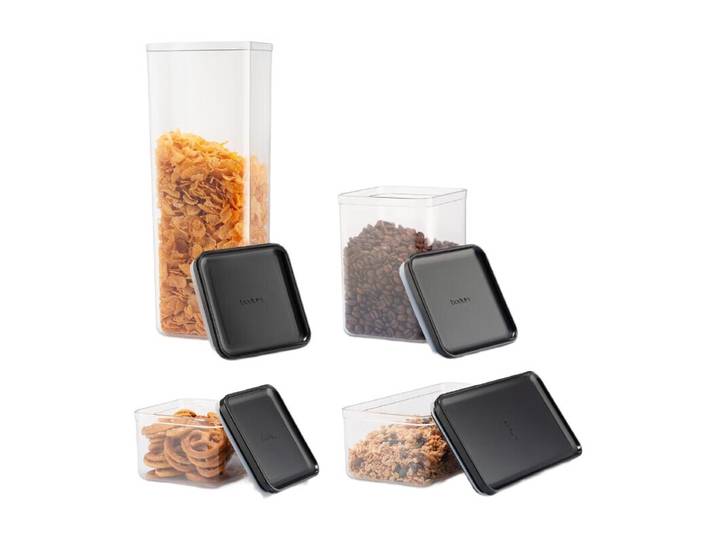 Bodum Canteen Lot de 12 bocaux de conservation avec couvercle noir