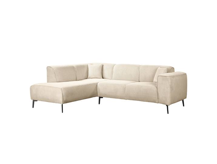 Ecksofa mit Ottomane Beige Strukturstoff Onka 275 x 70 x 200cm Ottomane davorstehend links Modern