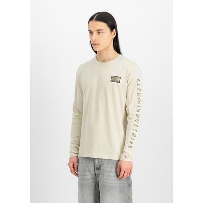 Longsleeve ALPHA INDUSTRIES "Camo Sleeve Longsleeve", Herren, Gr. M, weiß (vintage weiß), Obermaterial: 100% Baumwolle, Shirts