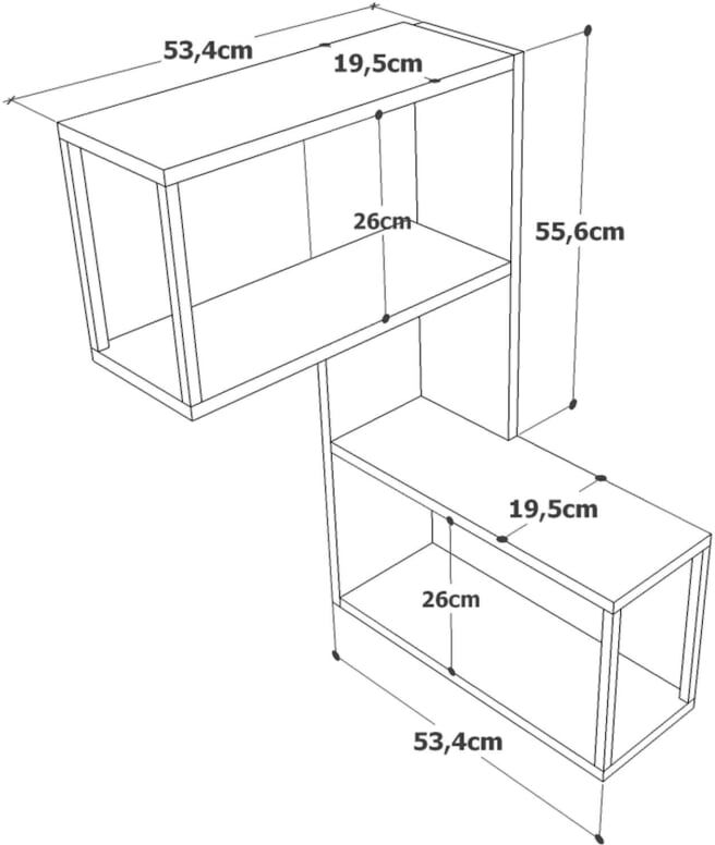 Mobili Rebecca Étagère murale d angle avec 4 tablettes, marron et gris foncé Marron 54x85x20cm