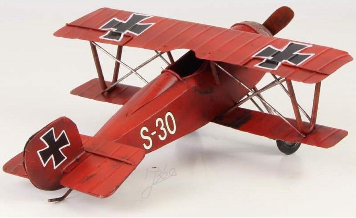 MadDeco Red Baron Dubbeldekker Blikken Vliegtuig WWI