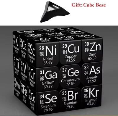 Inspired Finds 3x3x3 Educational Magic Puzzle Cube STEM Math & Chemistry Learning Toy For Kids With Display Base type 5