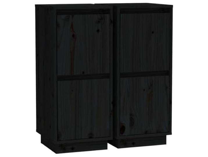 GHVBNMF 2er Set Sideboard Schwarz 31,5x34x75 cm Kiefer Massivholz MDF Vielseitiges 2er Schrank-Set mit 2 Türen für Schlafzimmer und Flur, bietet eleganten Stauraum und robuste Schwebefüße.