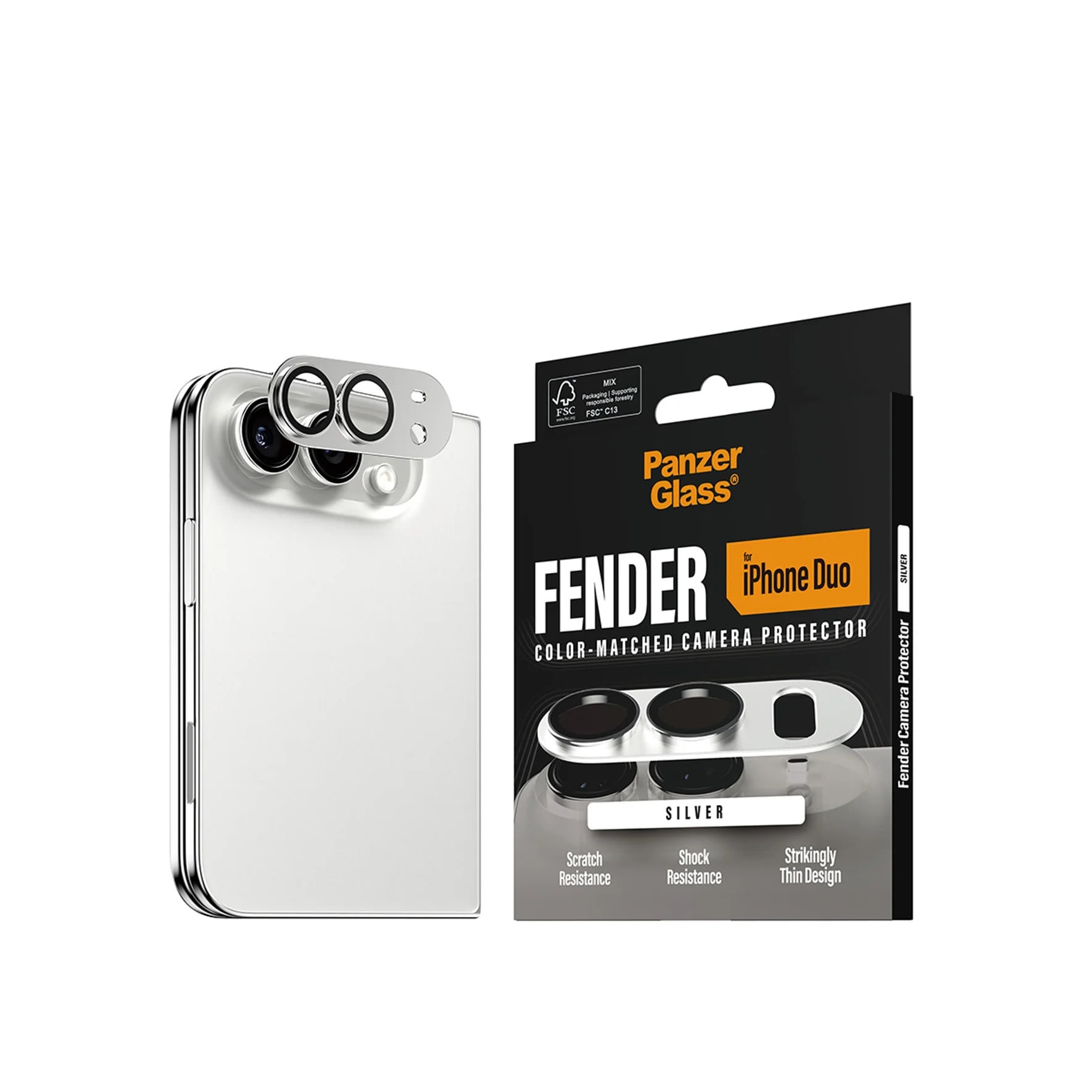 PanzerGlass Fender Kameraschutz Silber iPhone Duo
