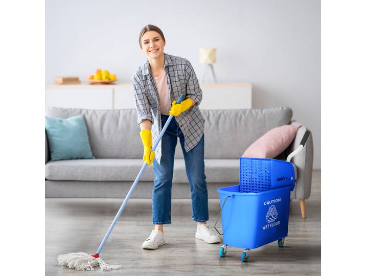 HOMCOM Chariot de Nettoyage 20L avec Essoreur Bleu