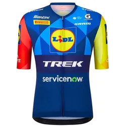 Santini, Herren, Velotrikot, Jersey Trek Replica Large Blue/Yellow (L), Blau, Gelb, L