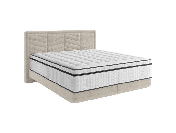 Boxspringbett, Hellgrau, 140x200 cm, Textil, Härtegrad H3, Modern, CARRYHOME